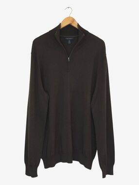 Banana Republic Silk Cashmere Sweater Mens XL Tall 1/4 Zip Pullover Brown Soft